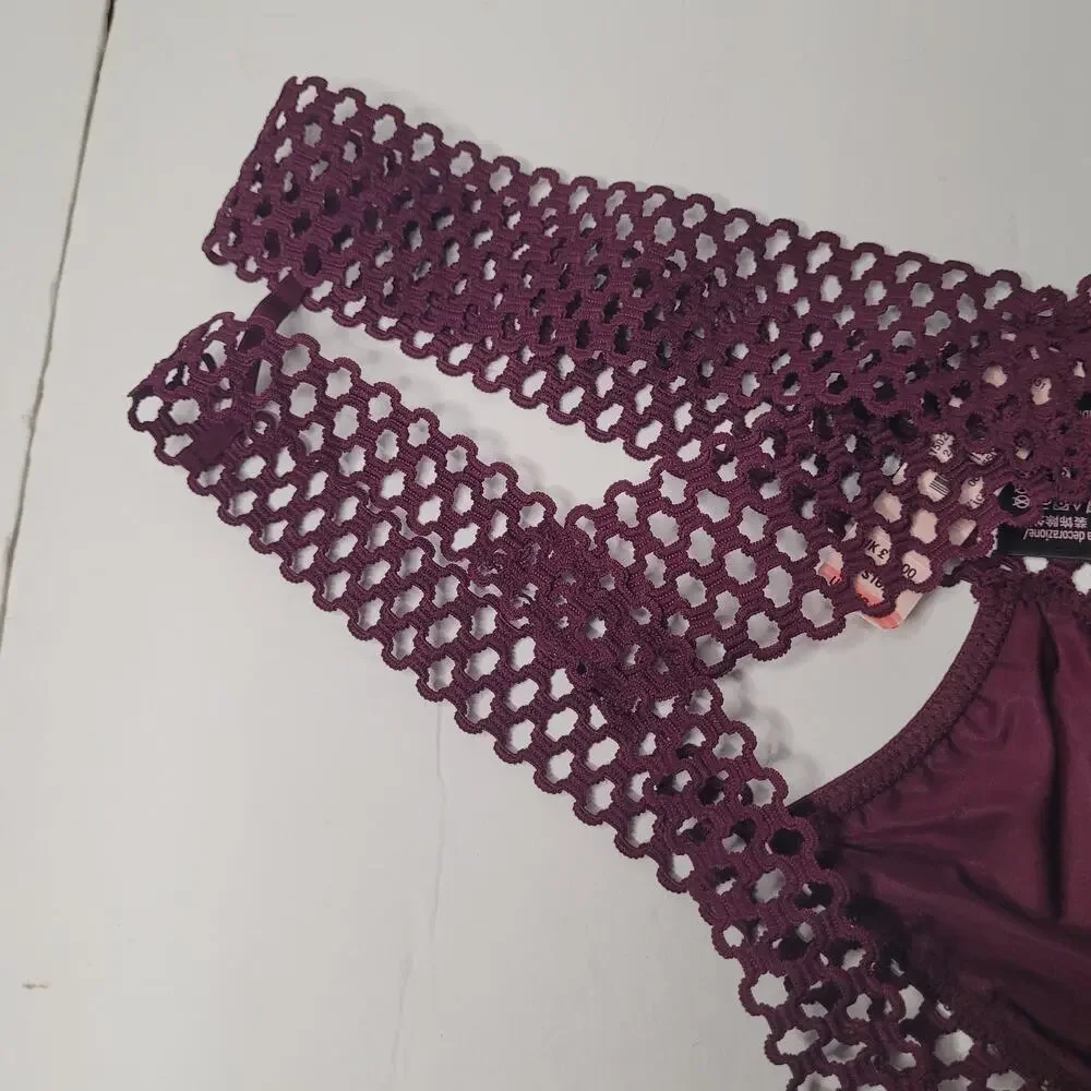 Victoria's Secret Maroon Strappy Honeycomb Cheeky Panties XL